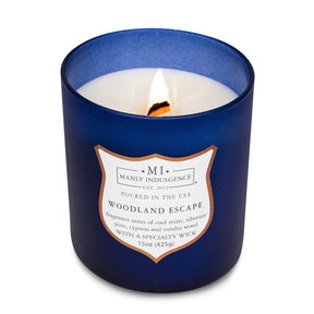 Manly Indulgence Scented Jar Candle, Signature Collection - Woodland Escape, 15 oz - Wood wick