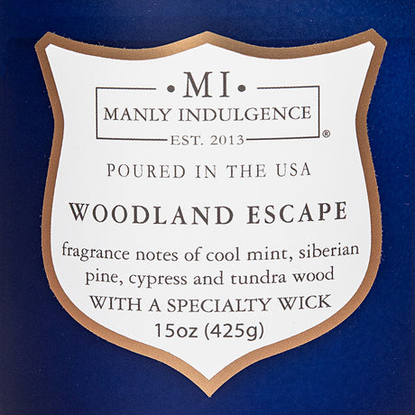 Manly Indulgence Scented Jar Candle, Signature Collection - Woodland Escape, 15 oz - Wood wick