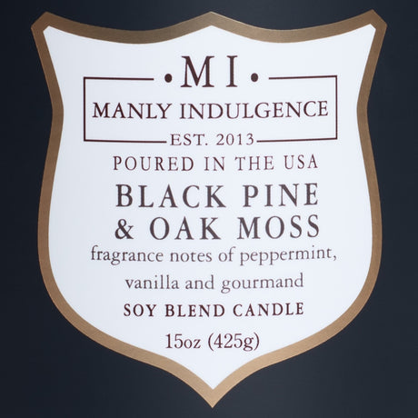 Manly Indulgence Scented Jar Candle, Signature Collection - Black Pine & Oak Moss, 15 oz - Wood wick