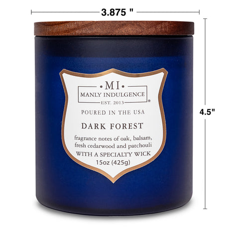 Manly Indulgence Scented Jar Candle, Signature Collection - Dark Forest, 15 oz - Wood wick