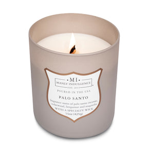 Manly Indulgence Scented Jar Candle, Signature Collection - Palo Santo, 15 oz - Wood wick