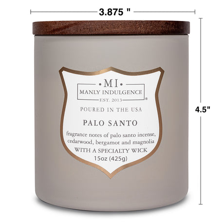 Manly Indulgence Scented Jar Candle, Signature Collection - Palo Santo, 15 oz - Wood wick