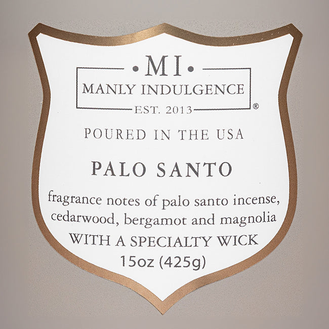 Manly Indulgence Scented Jar Candle, Signature Collection - Palo Santo, 15 oz - Wood wick